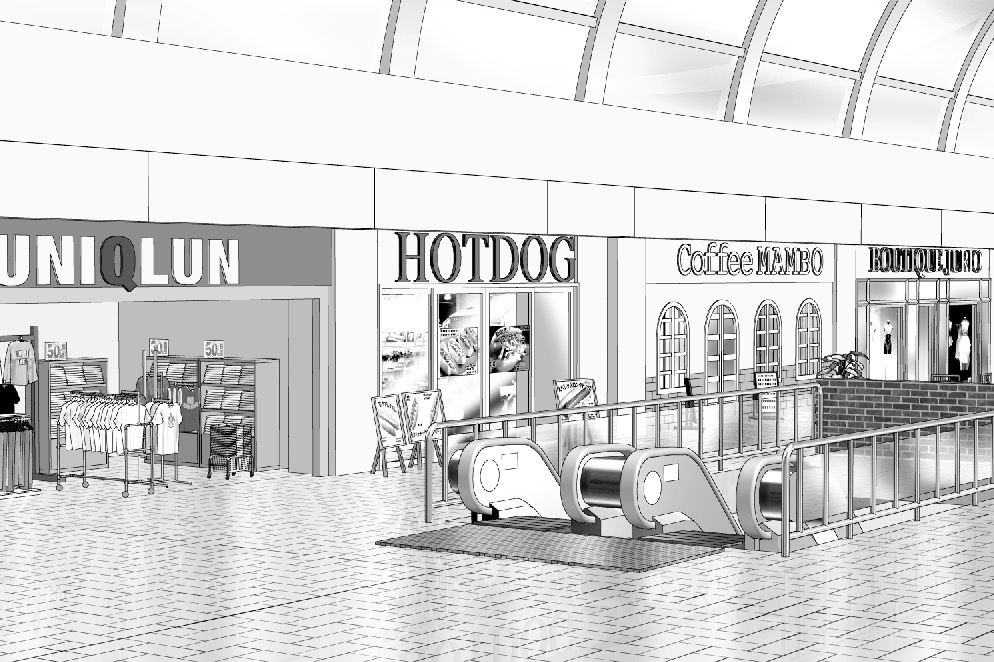 漫画背景　ショッピングモール02