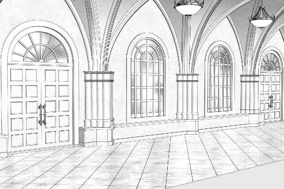 漫画背景　宮殿廊下02