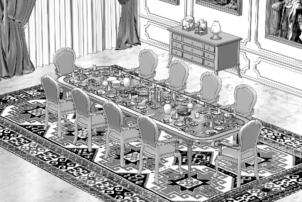 漫画背景　ダイニングルーム06