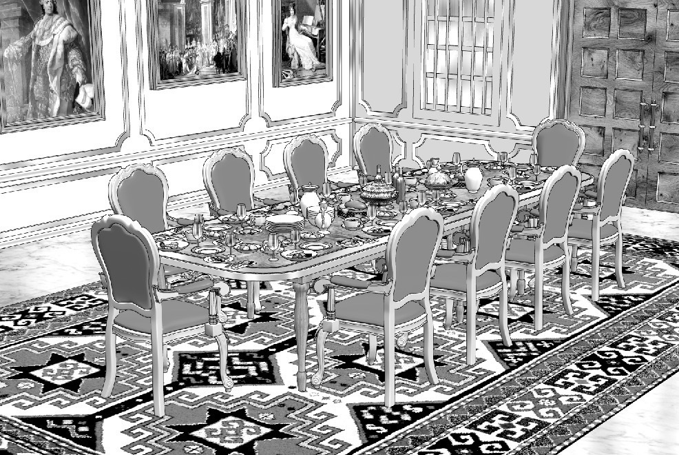 漫画背景　ダイニングルーム07