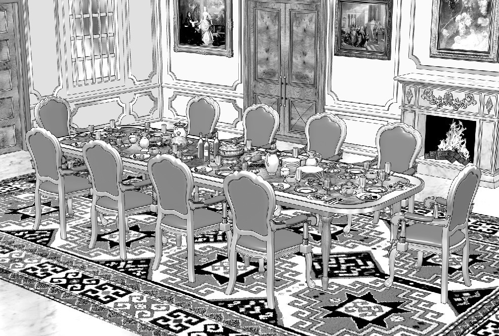 漫画背景　ダイニングルーム08