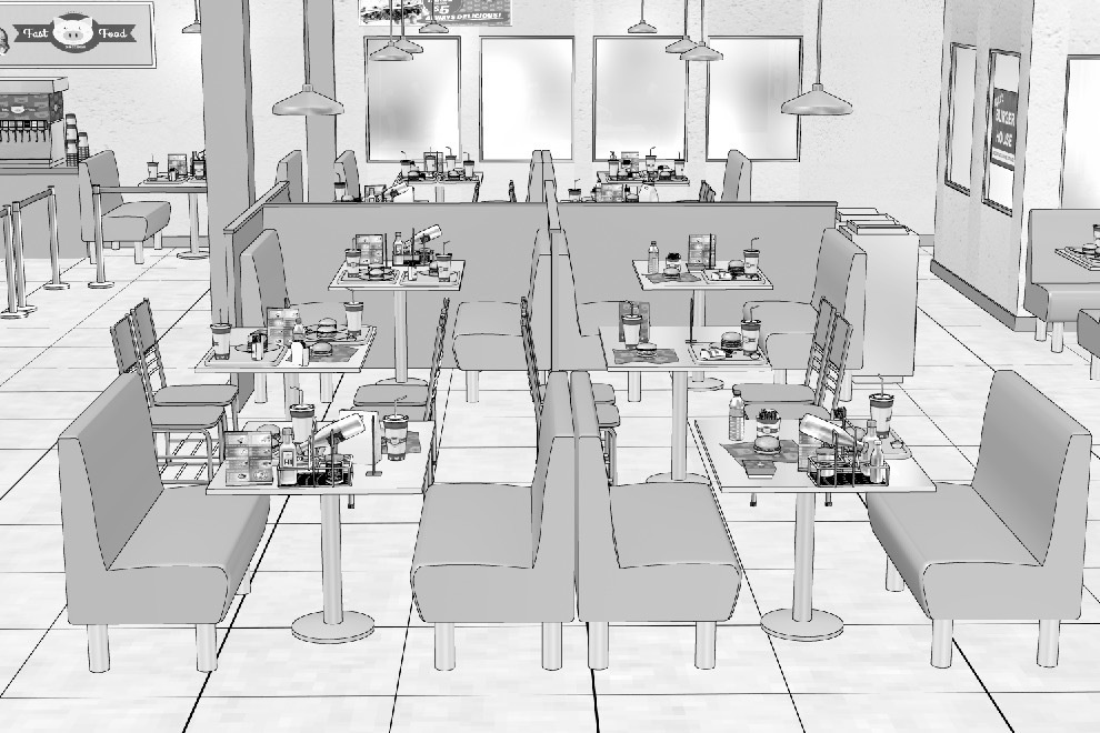 漫画背景　ファストフード店03