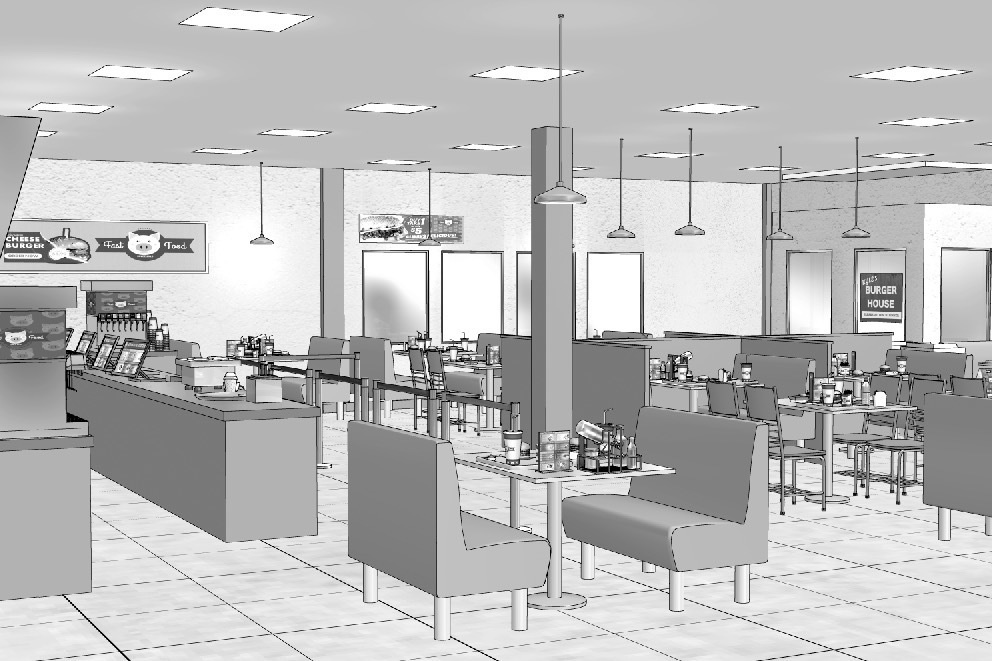 漫画背景　ファストフード店04