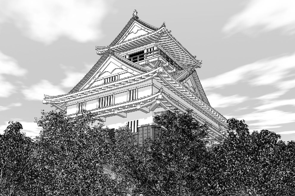 漫画背景　岐阜城01