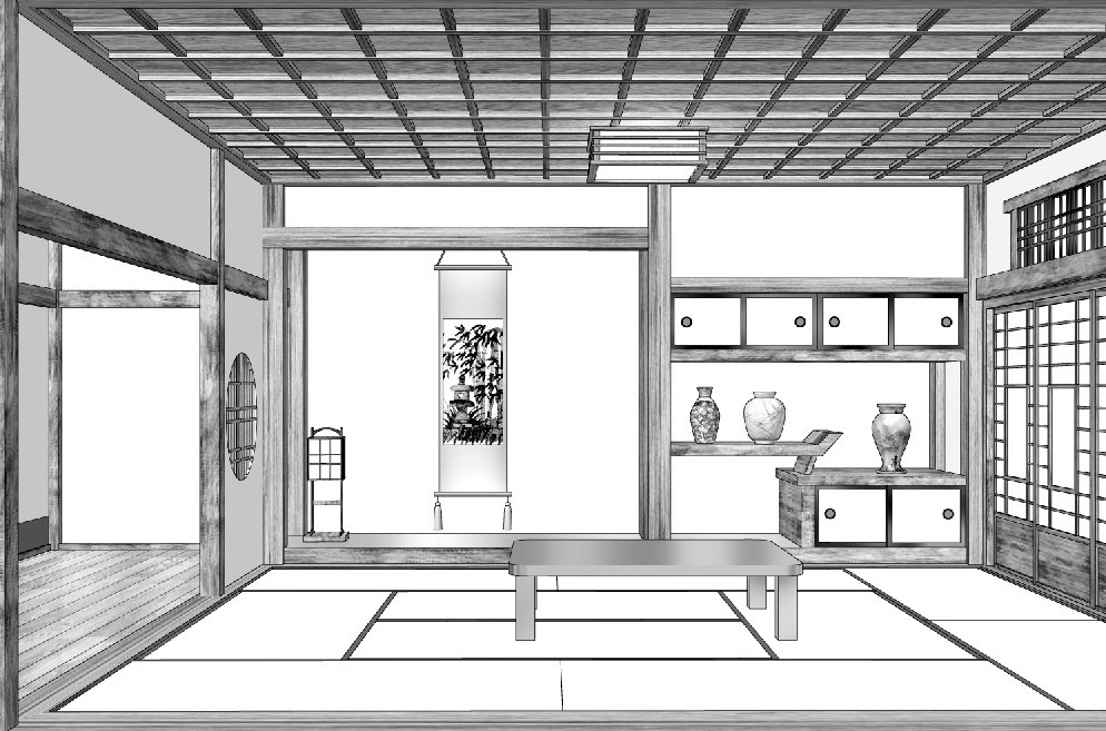 漫画背景　和室05