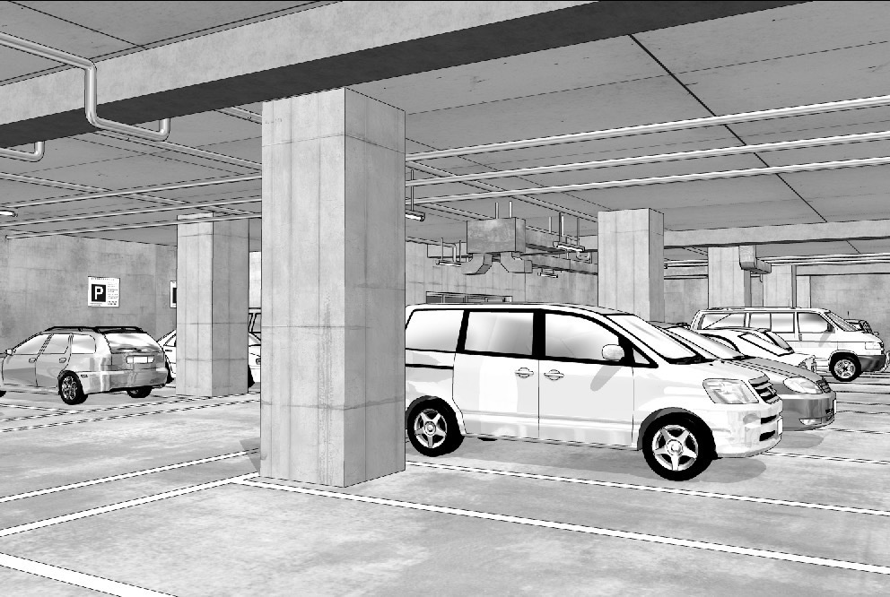漫画背景　地下駐車場04