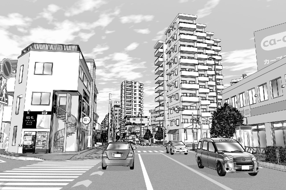 漫画背景　東京街並み07