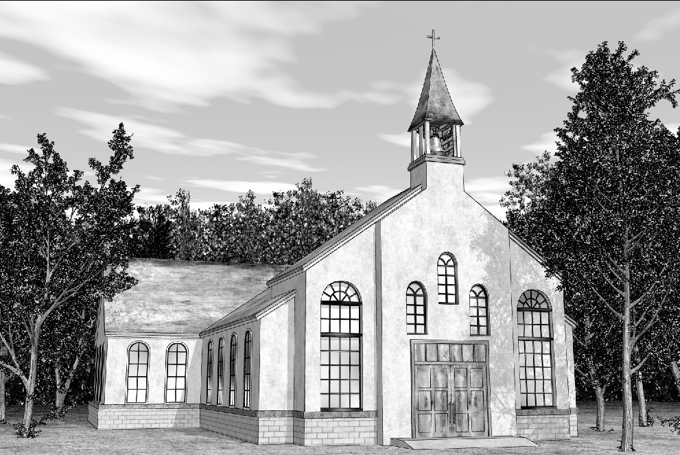 漫画背景　教会外観02