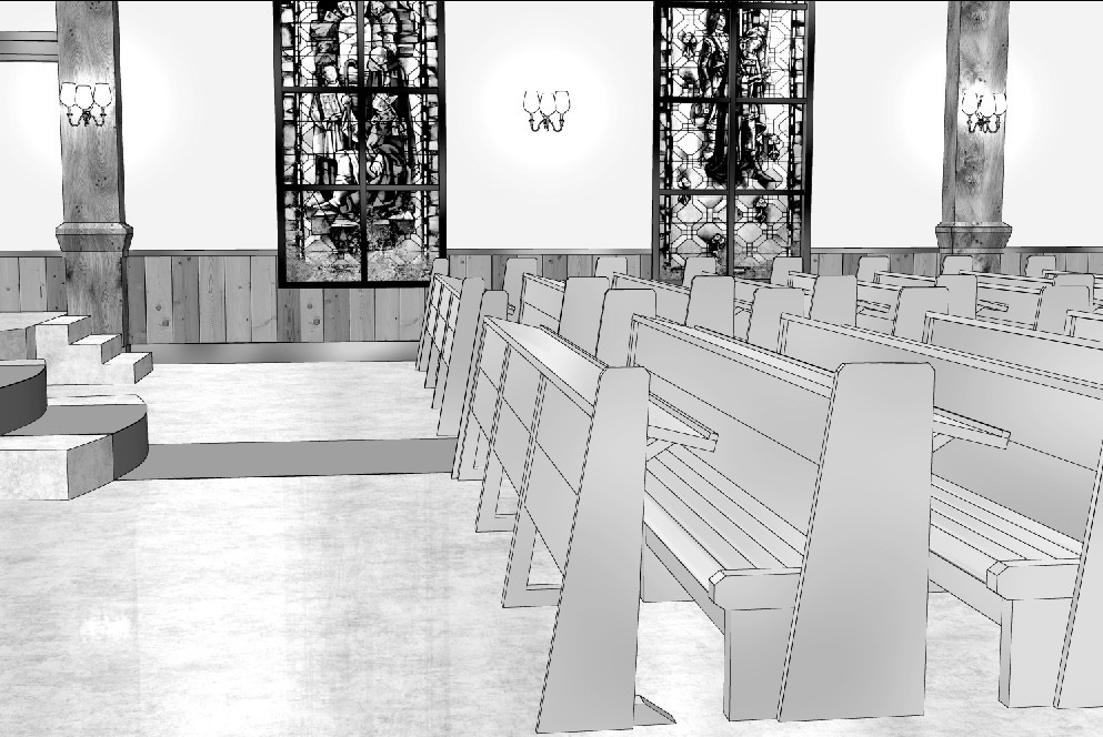 漫画背景　教会内観06