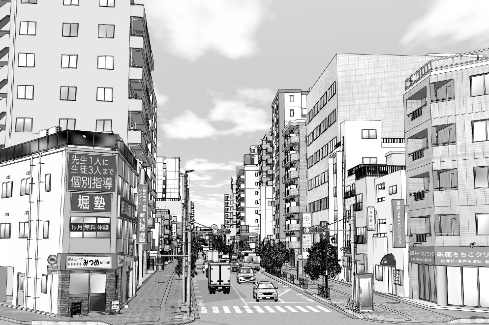 漫画背景　東京街並み16
