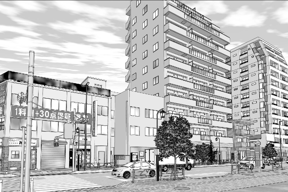 漫画背景　東京街並み17