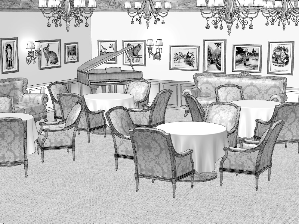 漫画背景　レストラン内観05