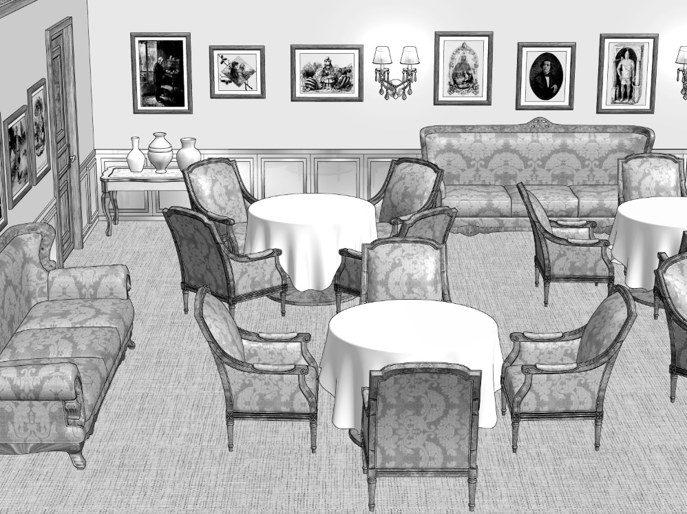 漫画背景　レストラン内観07