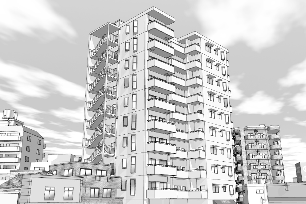 漫画背景　マンション07