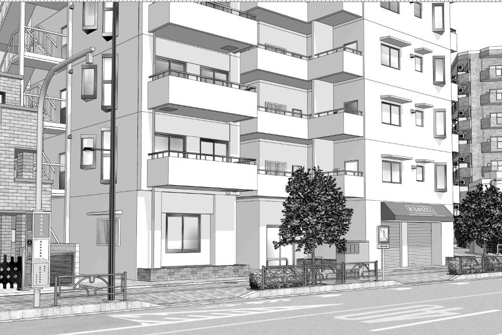 漫画背景　マンション08