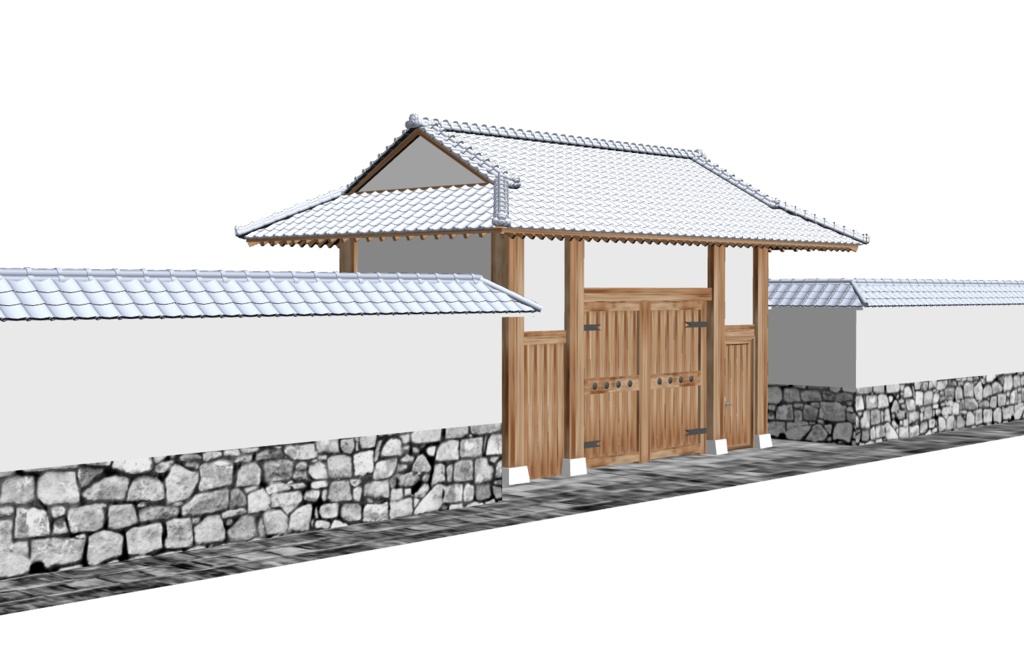 ３Dモデル　日本家屋門01