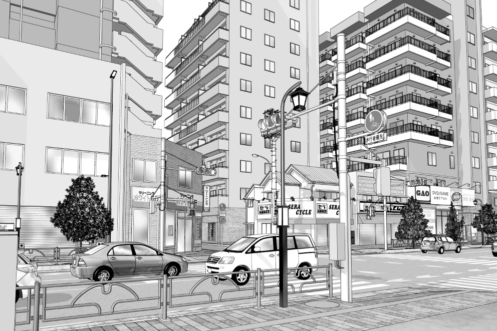 漫画背景　東京街並み23