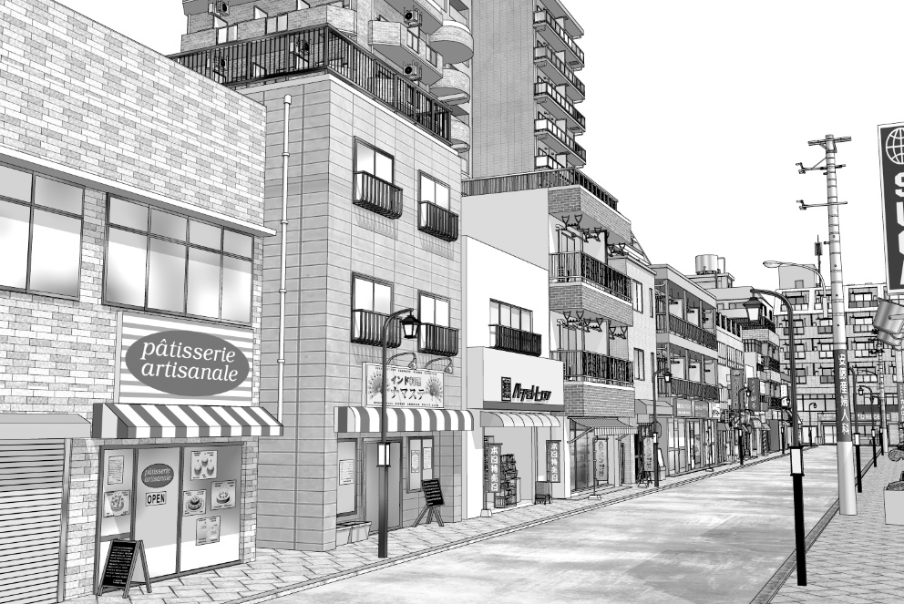 漫画背景　商店街07