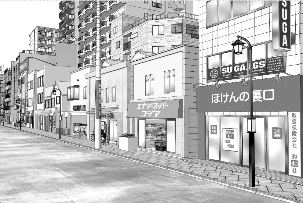 漫画背景　商店街08