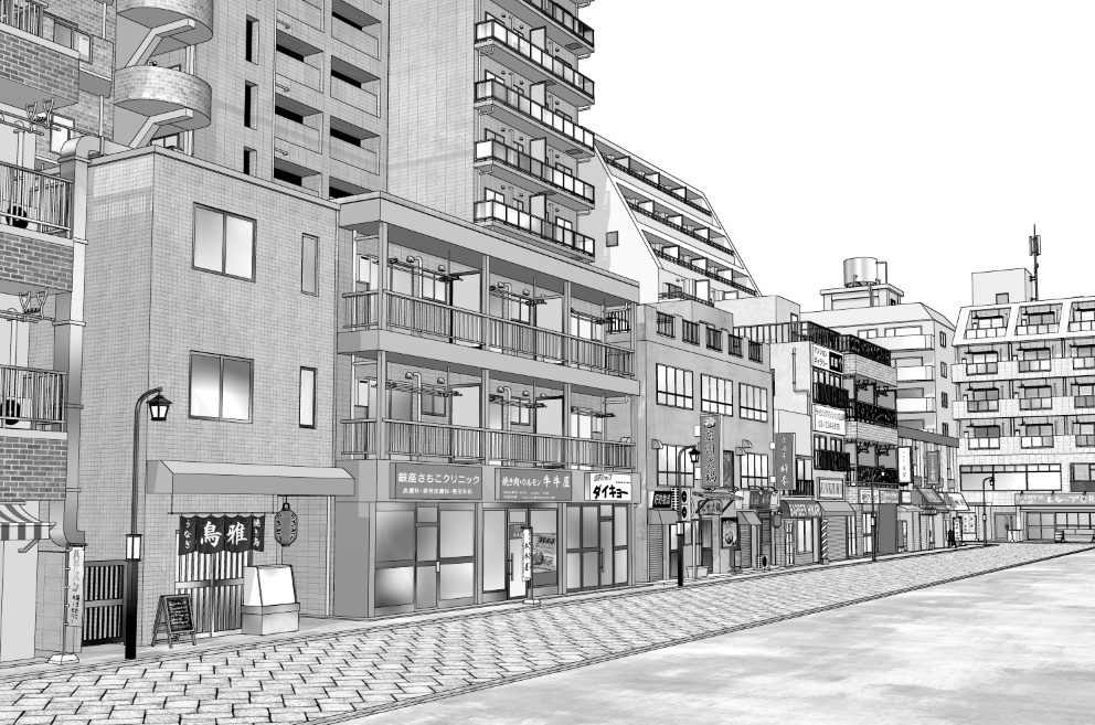 漫画背景　商店街09