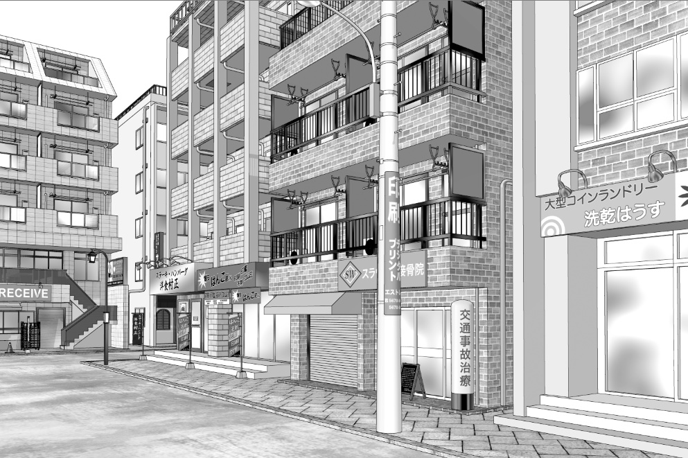 漫画背景　商店街10