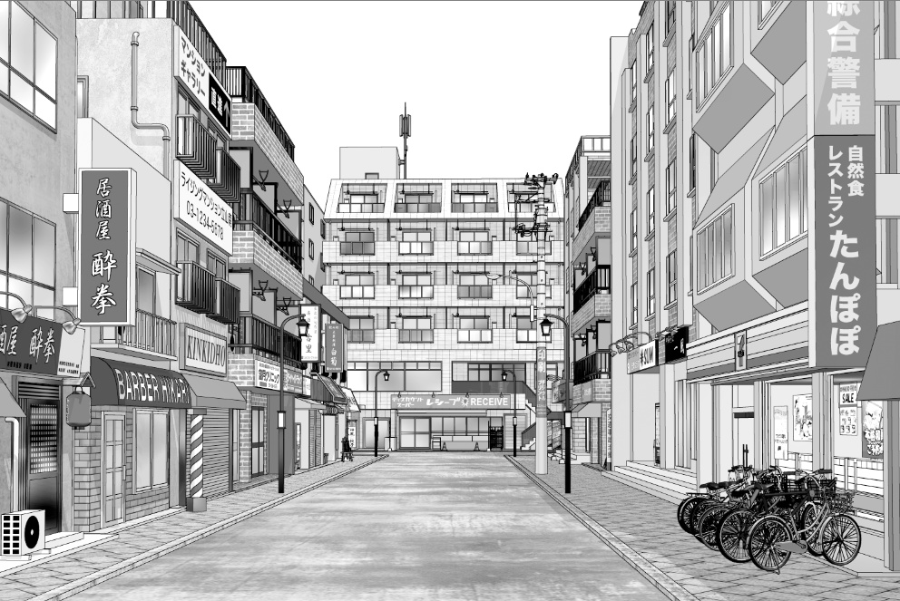 漫画背景　商店街11