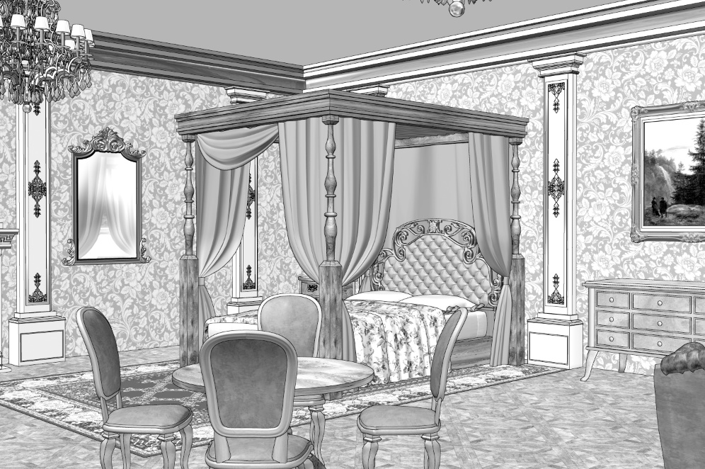 漫画背景　ベッドルーム07