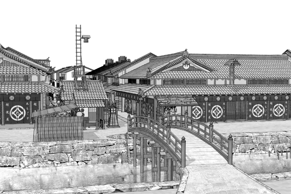 漫画背景　江戸の町01