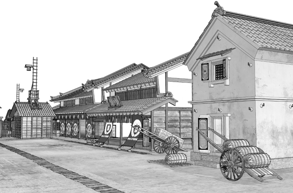 漫画背景　江戸の町04