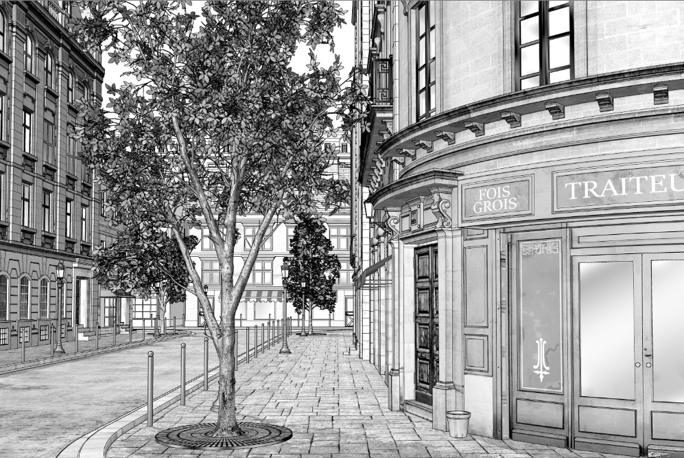 漫画背景　ヨーロッパ街並み12
