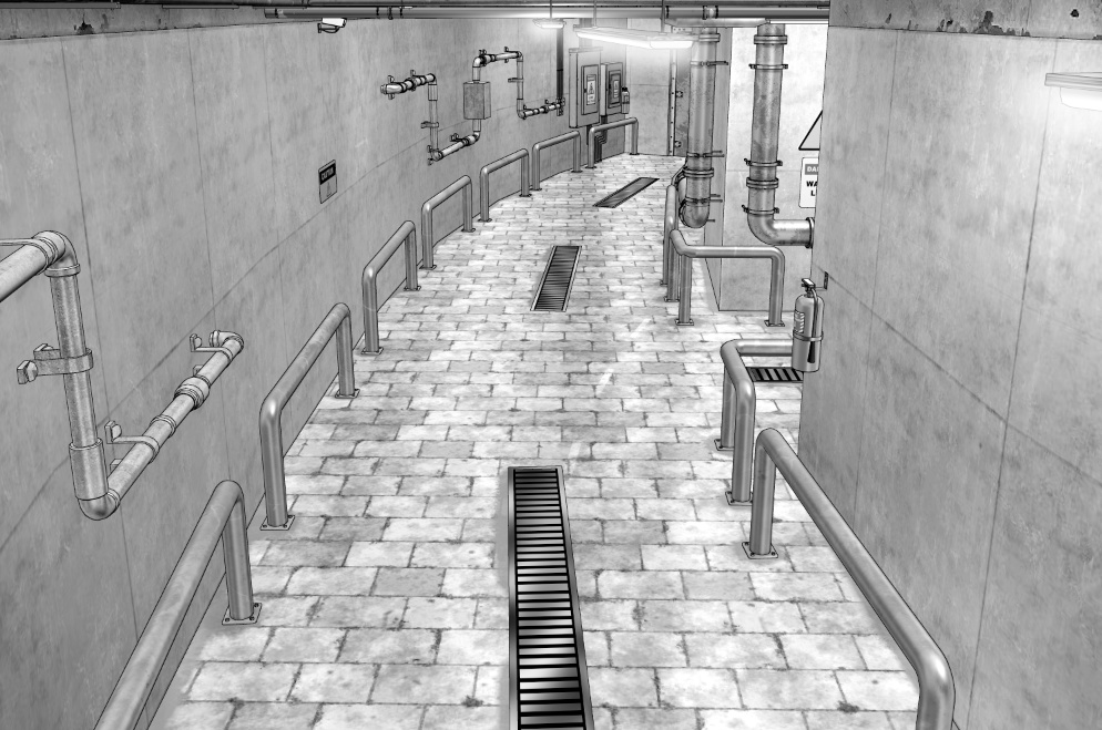 漫画背景　地下通路04