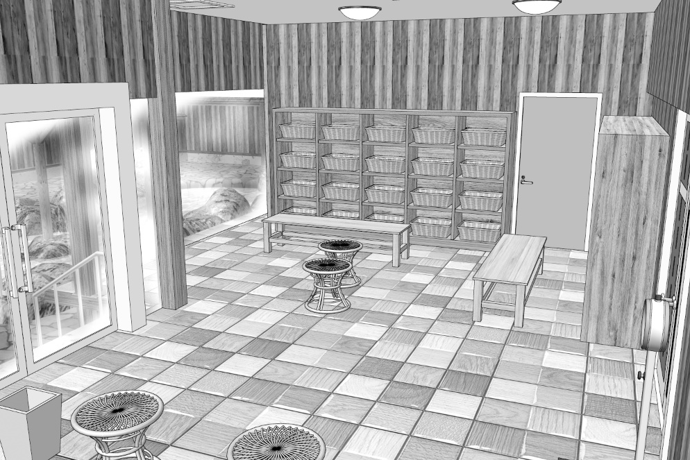 漫画背景　露天風呂脱衣所03