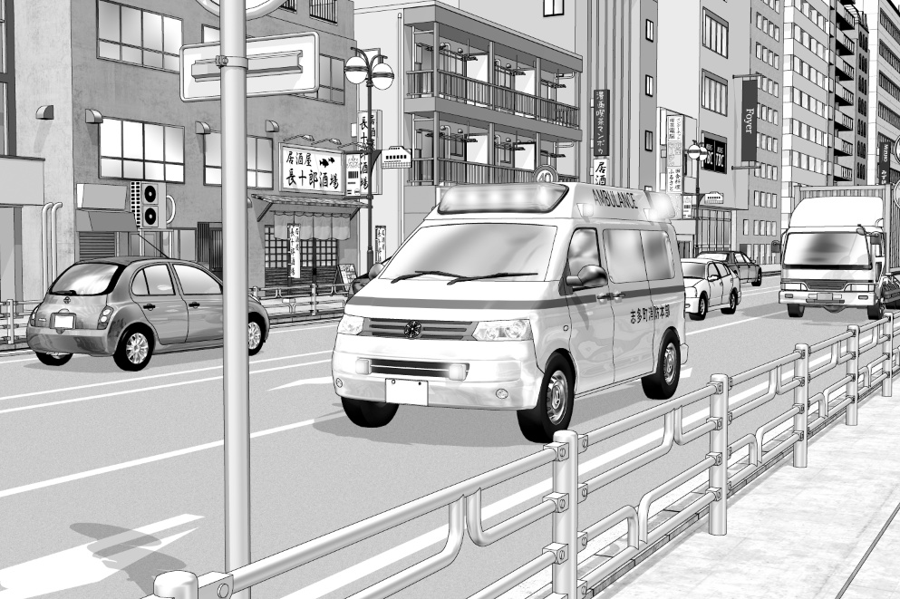 漫画背景　救急車01