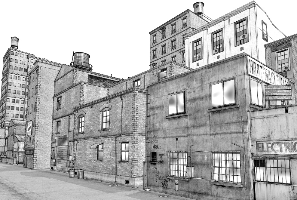 漫画背景　アメリカ街並み18