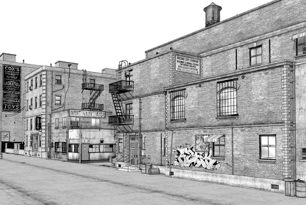 漫画背景　アメリカ街並み19