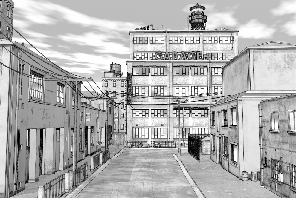 漫画背景　アメリカ街並み21