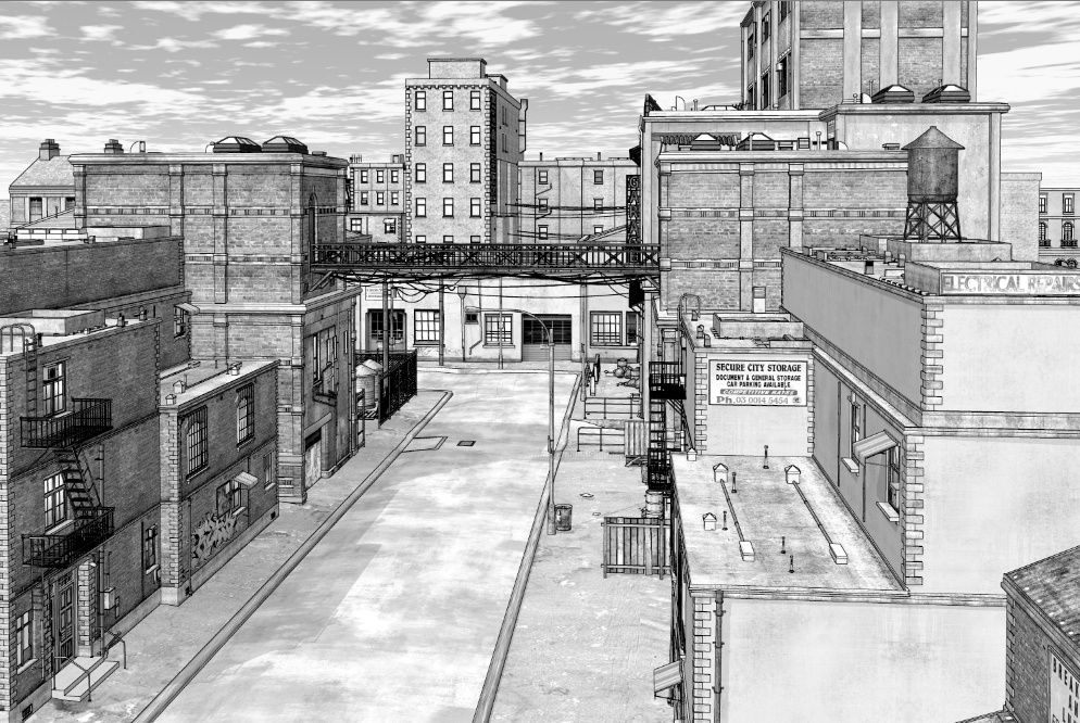 漫画背景　アメリカ街並み24