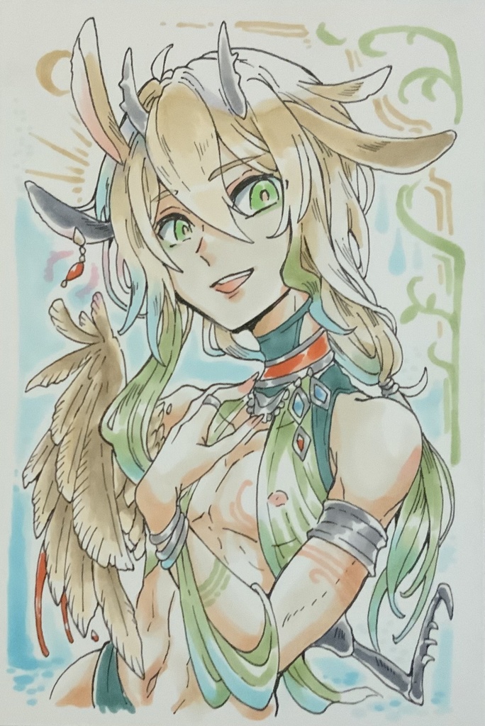 【在庫なし】ハガキサイズ原画　異形の聖人