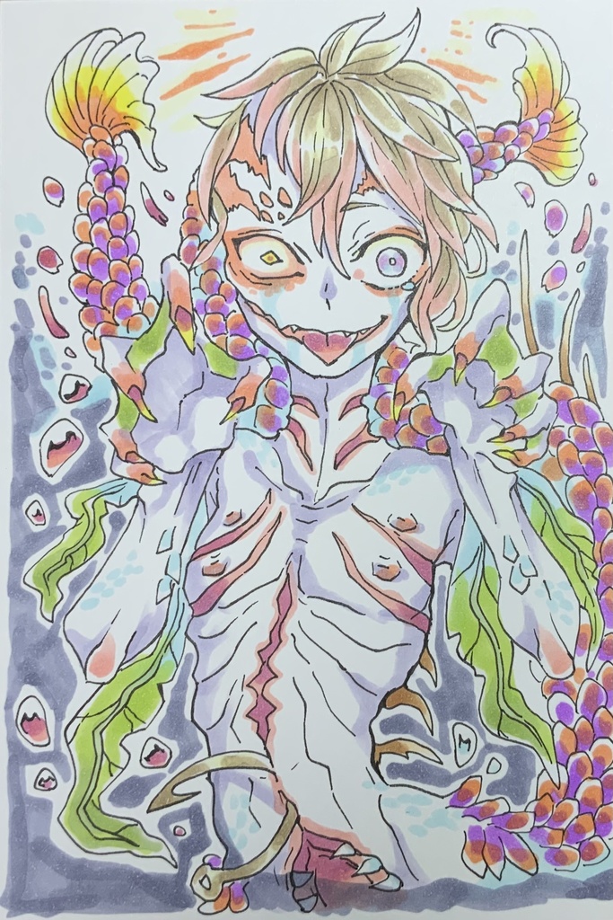 【在庫なし】ハガキサイズ原画セット　太陽の人魚少年