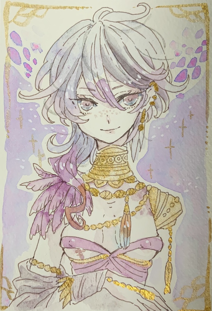 【在庫なし】ハガキサイズ原画　クォちゃん