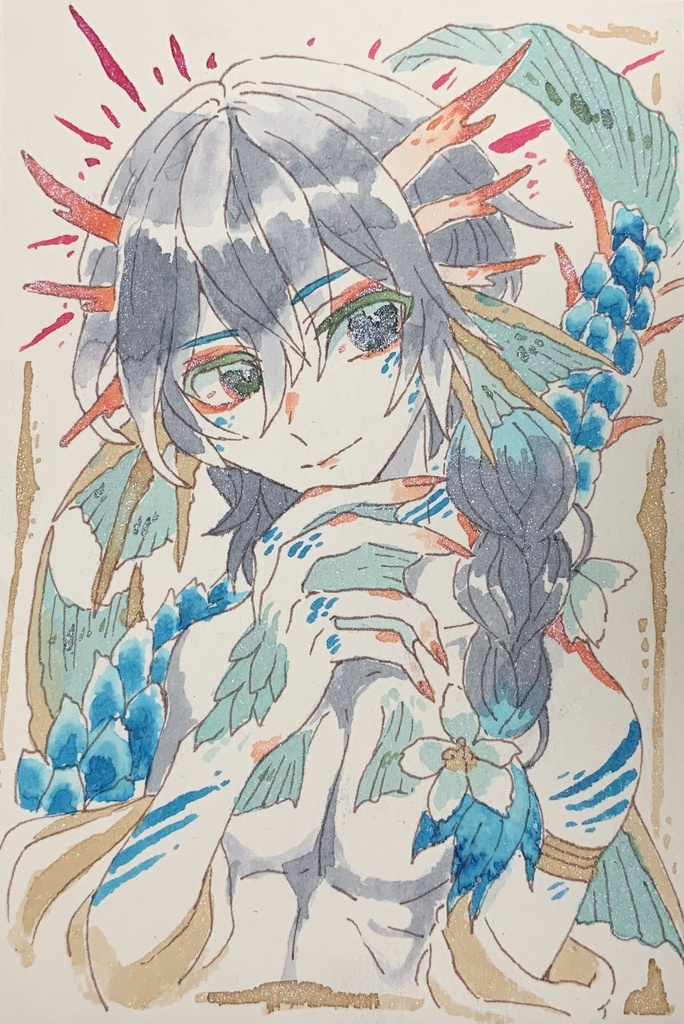 【あんしんパック】ハガキサイズ原画「紅珊瑚の惑竜」