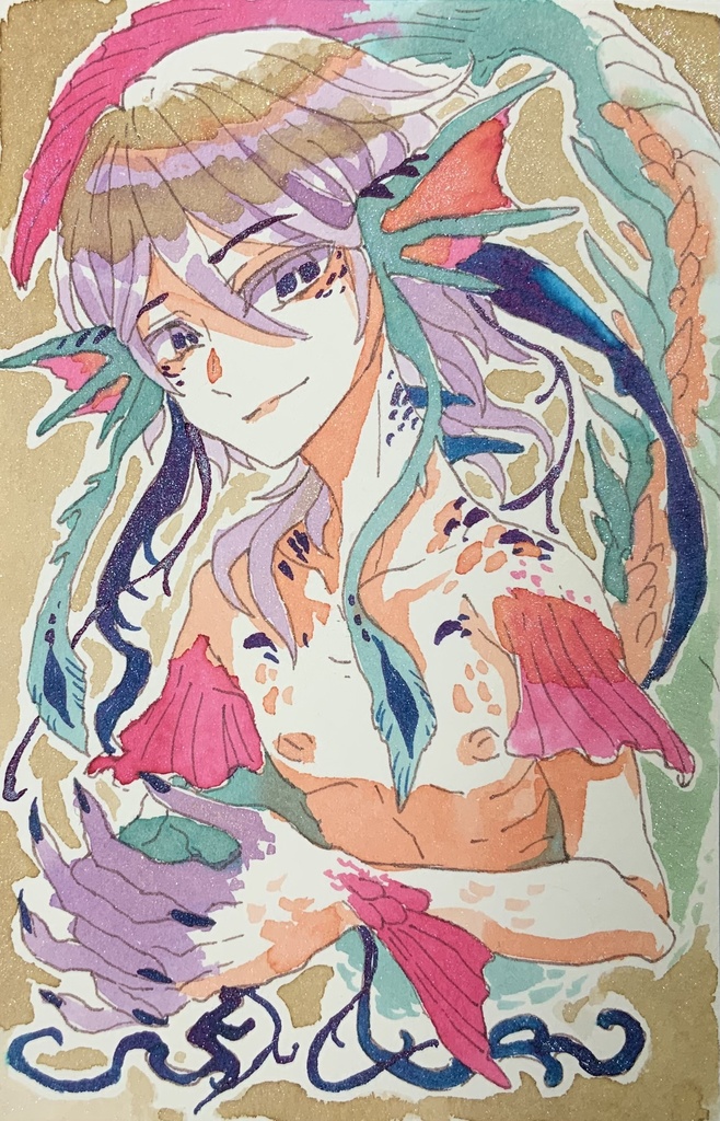 【あんしんパック】ハガキサイズ原画「迷雲の焔竜」