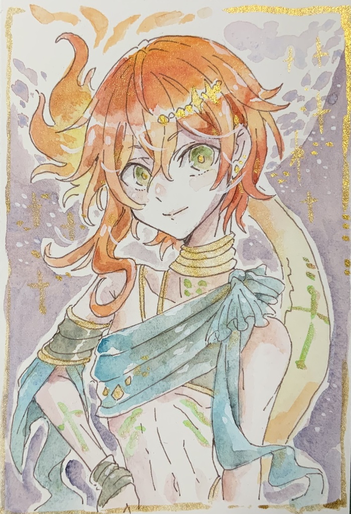 【あんしんパック】ハガキサイズ原画「輝く赤い星」