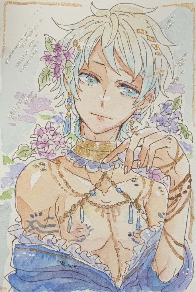 【あんしんパック】ハガキサイズ原画「紫陽花ウタカタさん」