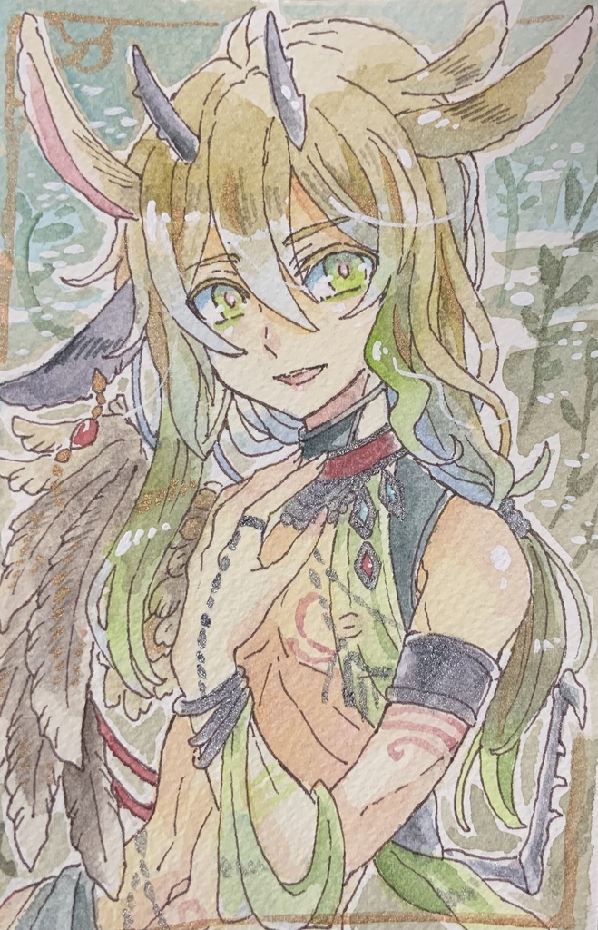 【あんしんパック】ハガキサイズ原画「草兎の生贄オゾニックソレル」