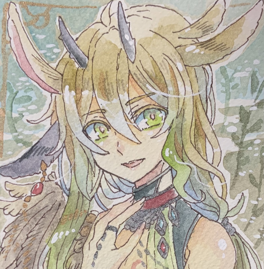 【あんしんパック】ハガキサイズ原画「草兎の生贄オゾニックソレル」