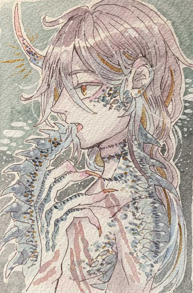 【あんしんパック】ハガキサイズ原画「焦雲の鎧竜」