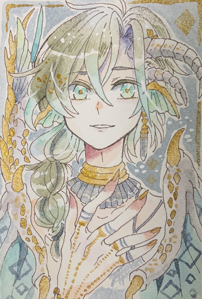 【あんしんパック】ハガキサイズ原画「鮮輝の王子竜」