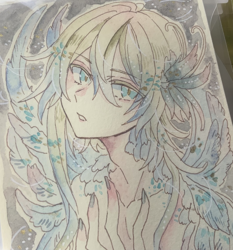 【あんしんパック】ハガキサイズ原画「凍泉の偽天使」