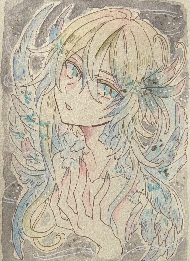 【あんしんパック】ハガキサイズ原画「凍泉の偽天使」